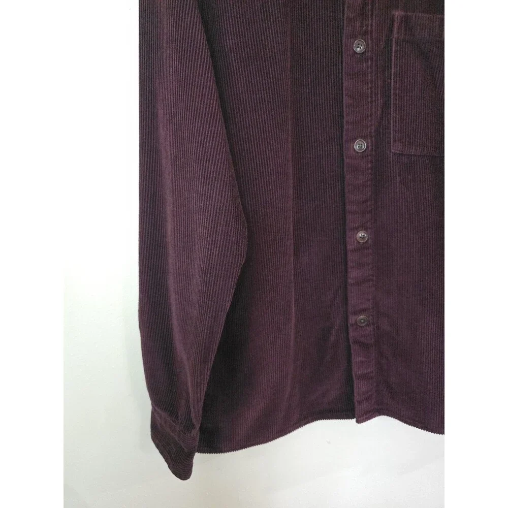 Banana Republic Organic Cotton Corduroy Shirt Mens M Burgundy Button Up